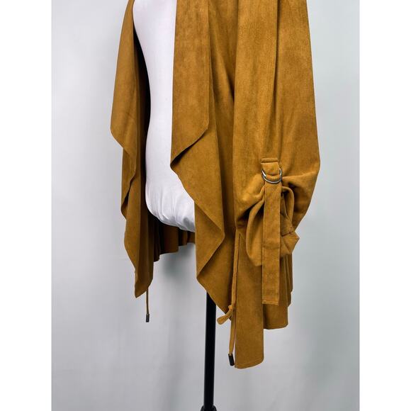 Torrid Cognac Faux Suede Drape Front Anorak Jacket Size 1 - Picture 4 of 7
